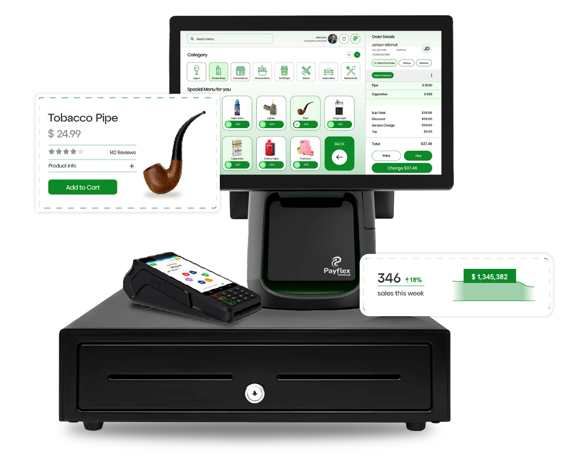 Vape, Cigar & Smoke Shop POS System Powerup Sales with Payflex